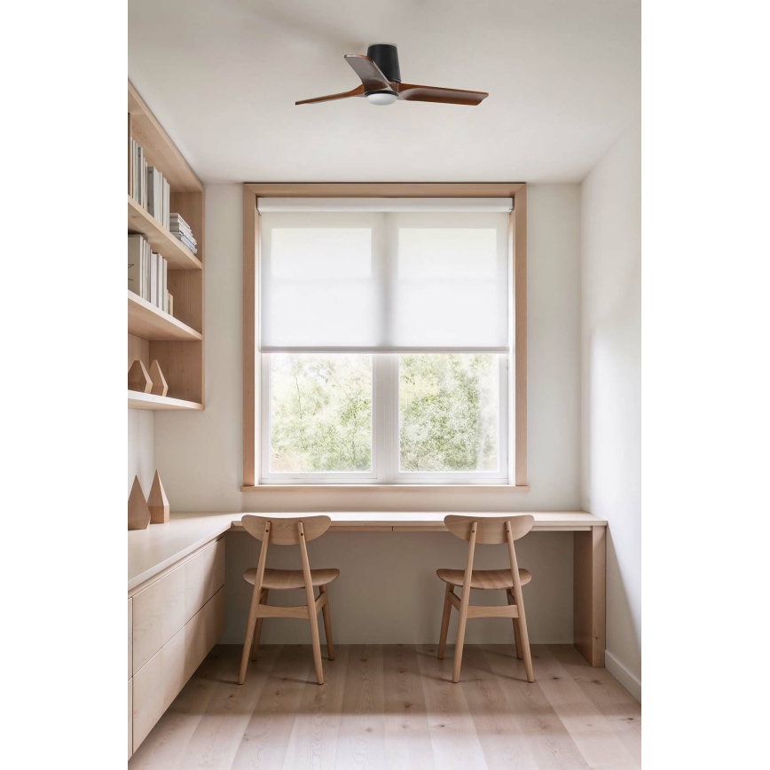 FARO 33837-1TW - Ventilator de tavan cu LED dimabil HEYWOOD TUB, 10W, 230V, 2700/3000/4000K, pin/negru, Ø 90 cm + telecomandă