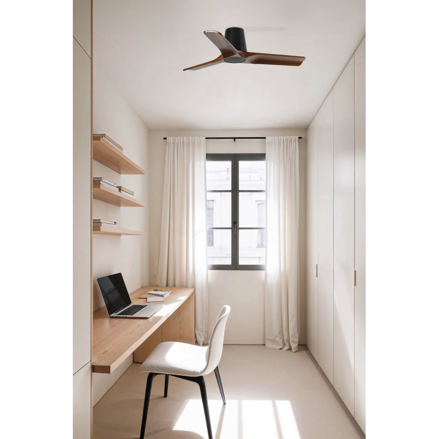 FARO 33837 - Ventilator de tavan HEYWOOD TUB S pin/negru, diametru 90 cm + telecomandă