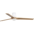 FARO 338381S - Ventilator de tavan LED dimabil HEYWOOD TUB L, LED 10W, 230V, 2700/3000/4000K, Ø 132 cm, lemn/alb + telecomandă