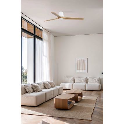 FARO 33838WT-1TW - Ventilator de tavan LED dimmabil HEYWOOD TUB L LED/10W/230V 2700/3000/4000K pin/alb Ø 132 cm Wi-Fi Tuya + telecomandă
