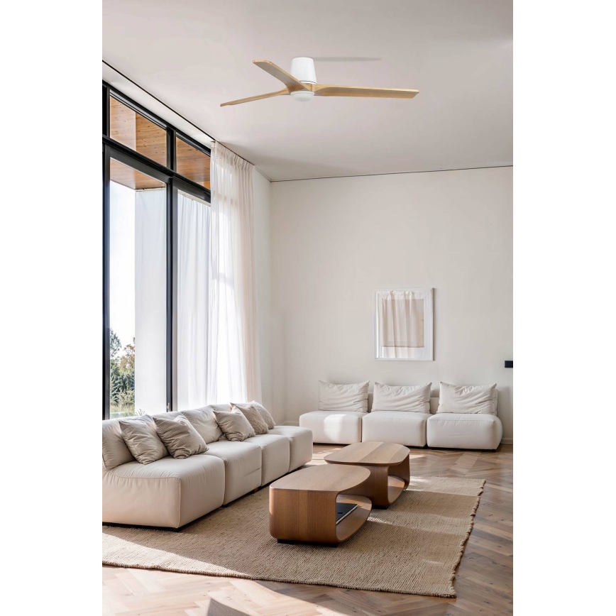 FARO 33838WT-1TW - Ventilator de tavan LED dimmabil HEYWOOD TUB L LED/10W/230V 2700/3000/4000K pin/alb Ø 132 cm Wi-Fi Tuya + telecomandă