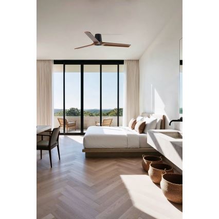 FARO 33839 - Ventilator de tavan HEYWOOD TUB L pin/negru, diametru 132 cm + telecomandă