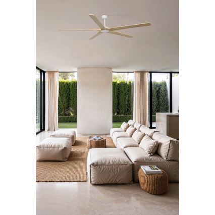 FARO 34191WT - Ventilator de tavan BIGWOOD XL pin/alb diametru 200 cm Wi-Fi Tuya + telecomandă