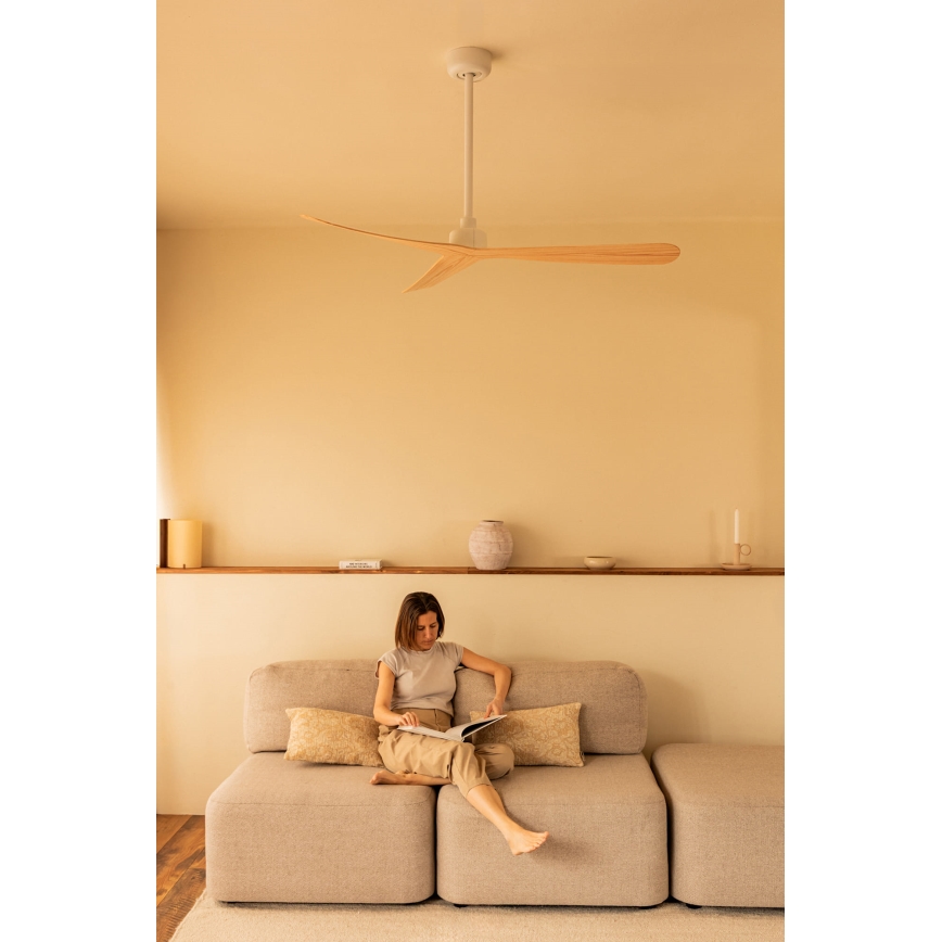 FARO 34195 - Ventilator de tavan ROCKER M, Ø 132 cm, bej/alb, cu telecomandă