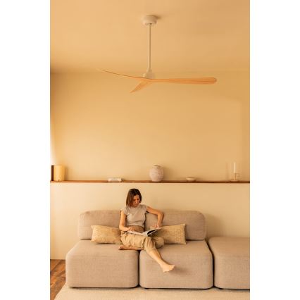 FARO 34195WT - Ventilator de tavan ROCKER M, Ø 132 cm, bej/alb, Wi‑Fi Tuya + telecomandă