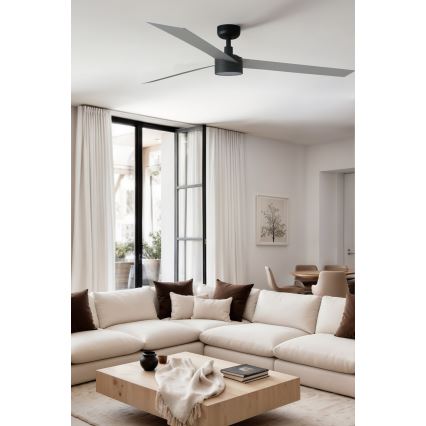 FARO 34287WT1S - Ventilator de tavan LED dimmabil CRUISER XL, LED 18W, 230V, 2700/3000/4000K, diametru 160 cm, gri/negru, Wi-Fi Tuya + telecomandă