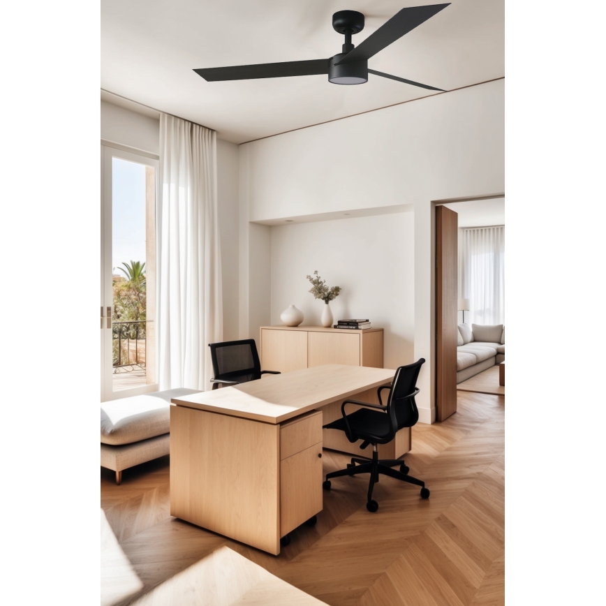 FARO 34291WT1S - Ventilator de tavan LED dimabil CRUISER L LED/18W/230V 2700/3000/4000K Ø 132 cm negru Wi‑Fi Tuya + telecomandă