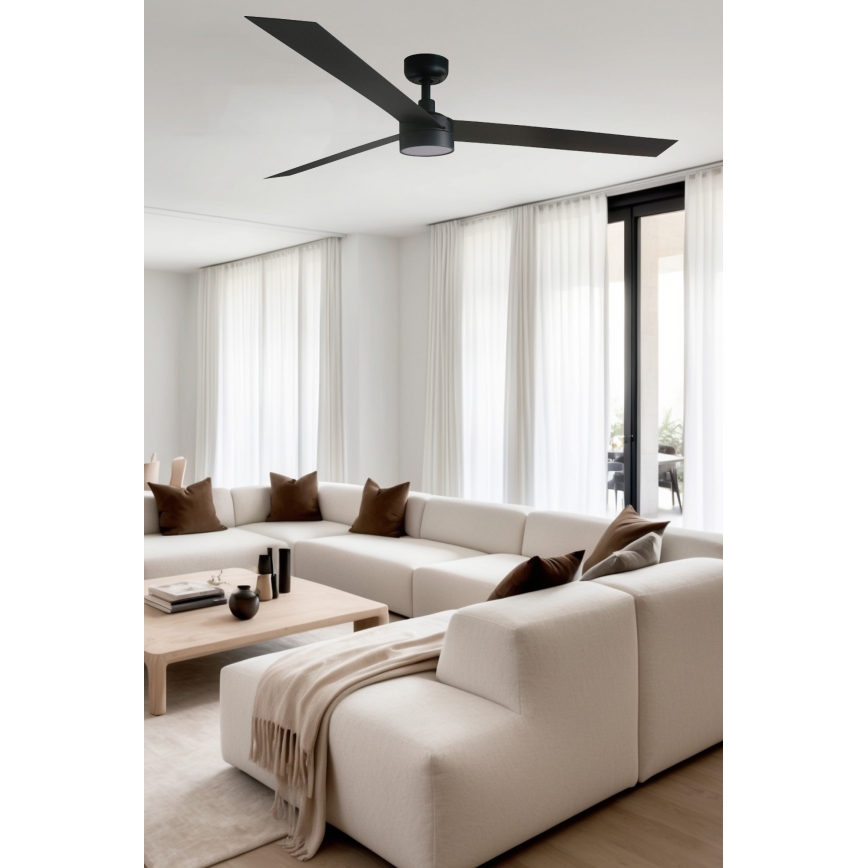 FARO 34293WT1S - Ventilator de tavan LED dimabil CRUISER XL, 18W, 230V, 2700/3000/4000K, Ø 160 cm, negru, Wi‑Fi Tuya + telecomandă