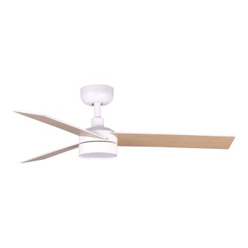 FARO 34295WT1S - Ventilator de tavan cu LED RUDDER S LED/18W/230V 2700/3000/4000K Ø 106 cm bej/alb Wi-Fi Tuya + telecomandă