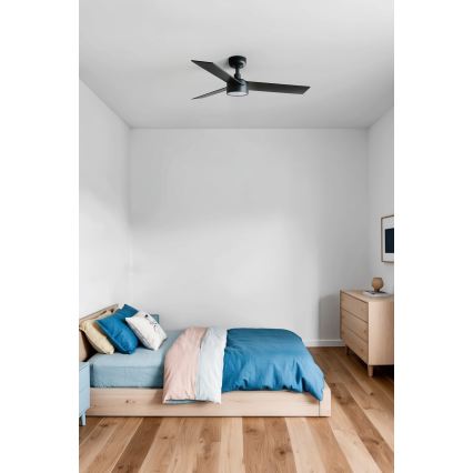 FARO 34296WT1S - Ventilator de tavan cu LED reglabil RUDDER S LED/18W/230V 2700/3000/4000K Ø106 cm maro/negru Wi‑Fi Tuya + telecomandă