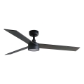 FARO 34298WT1S - Ventilator de tavan LED dimabil RUDDER L LED/18W/230V 2700/3000/4000K Ø 132 cm maro/negru Wi‑Fi Tuya + telecomandă