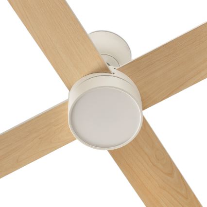 FARO 34355WT-1TW - Ventilator de tavan LED dimmabil RUDDER L LED/18W/230V 2700/3000/4000K alb/bej Ø 132 cm Wi-Fi Tuya + telecomandă