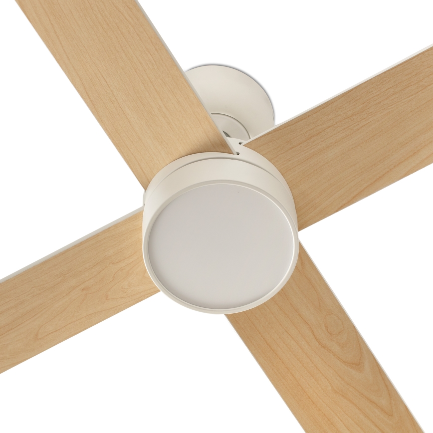 FARO 34355WT-1TW - Ventilator de tavan LED dimmabil RUDDER L LED/18W/230V 2700/3000/4000K alb/bej Ø 132 cm Wi-Fi Tuya + telecomandă
