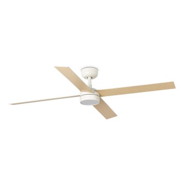 FARO 34355WT1S - Ventilator de tavan LED dimabil RUDDER L, LED/18W/230V, 2700/3000/4000K, Ø132 cm, bej/alb, Wi-Fi Tuya + telecomandă