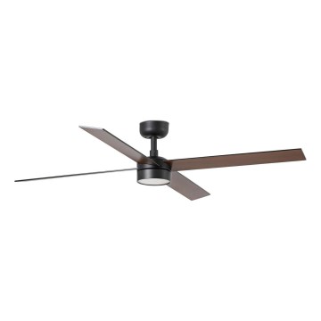 FARO 34356WT1S - Ventilator de tavan LED dimabil RUDDER L LED/18W/230V 2700/3000/4000K, diametru 132 cm, maro/negru, Wi-Fi Tuya + telecomandă