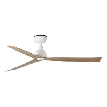 FARO 34370WT - Ventilator de tavan MARINE M Ø 125 cm maro/alb IP44 Wi-Fi Tuya + telecomandă