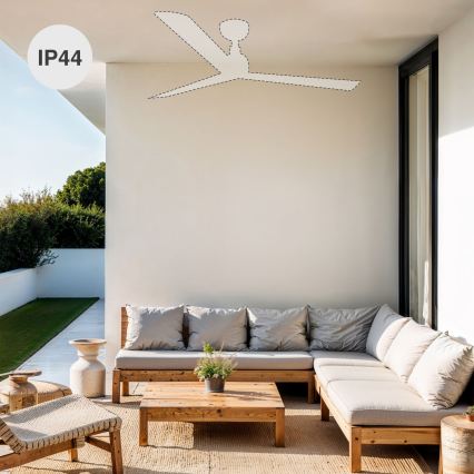 FARO 34370WT - Ventilator de tavan MARINE M Ø 125 cm maro/alb IP44 Wi-Fi Tuya + telecomandă