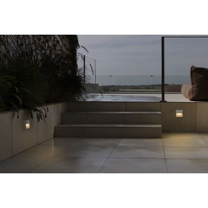 FARO 71964 - Corp de iluminat pentru scări DUNE cu LED, 3W, 230V, 2200/2700/3200/4000K, IP65, alb, pătrat