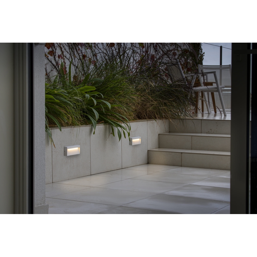 FARO 71967 - Aplică pentru scări cu LED DUNE LED/6W/230V 2200/2700/3200/4000K IP65 alb dreptunghiular
