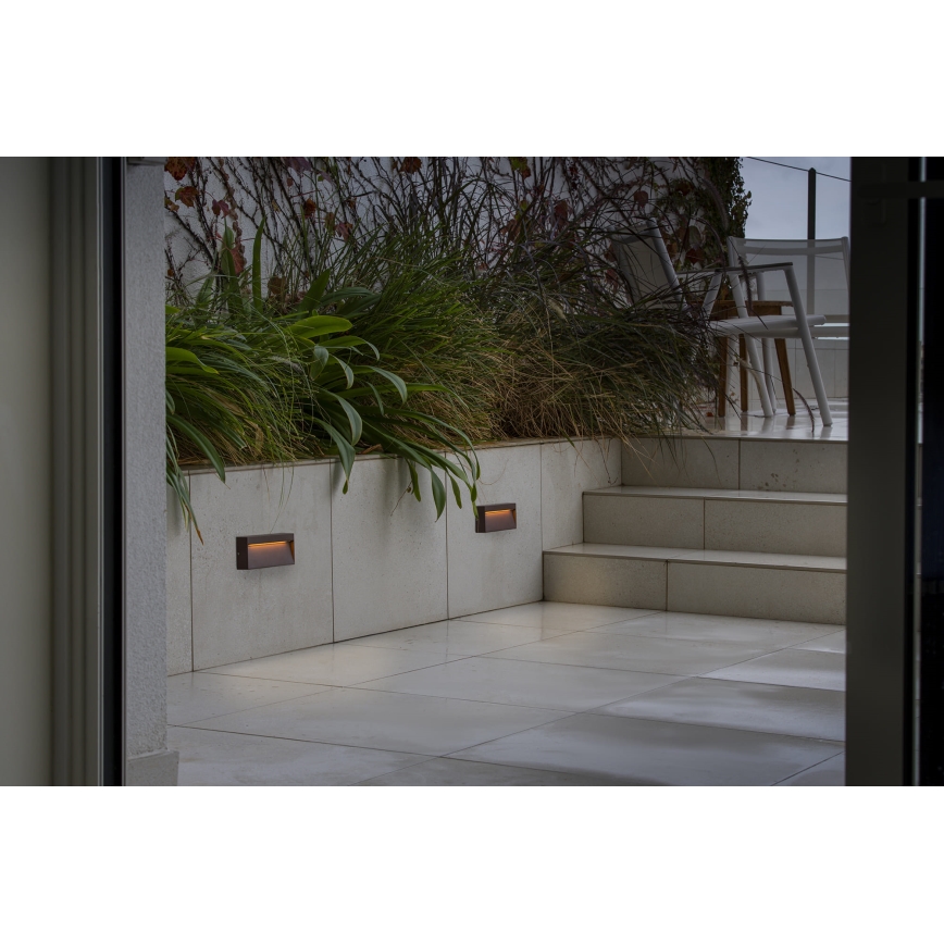 FARO 71968 - Aplica LED pentru scări DUNE LED/6W/230V 2200/2700/3200/4000K IP65 maro dreptunghiulară