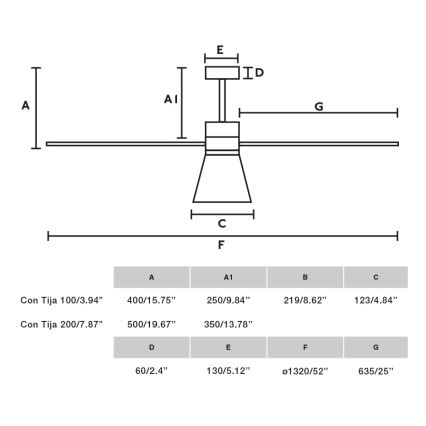 FARO 33760WT-22 - Ventilator de tavan LED cu funcție dimmer AMELIA L CONE LED/20W/230V 2700/3500/5000K alb, diam. 132 cm, Wi-Fi Tuya + telecomandă