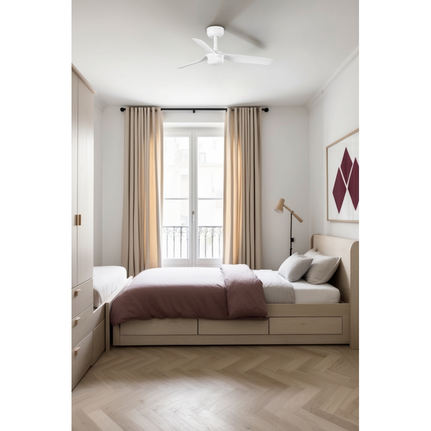 FARO 33820-1TW - Ventilator de tavan dimabil MINI PUNT S cu LED 10 W, 2700/3000/4000 K, alb, Ø 90 cm + telecomandă