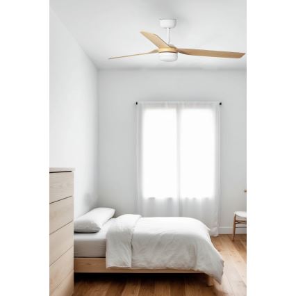 FARO 33816WT-20 - Ventilator de tavan LED dimabil PUNT M LED/18W/230V maro/alb Ø 132 cm Wi-Fi Tuya + telecomandă