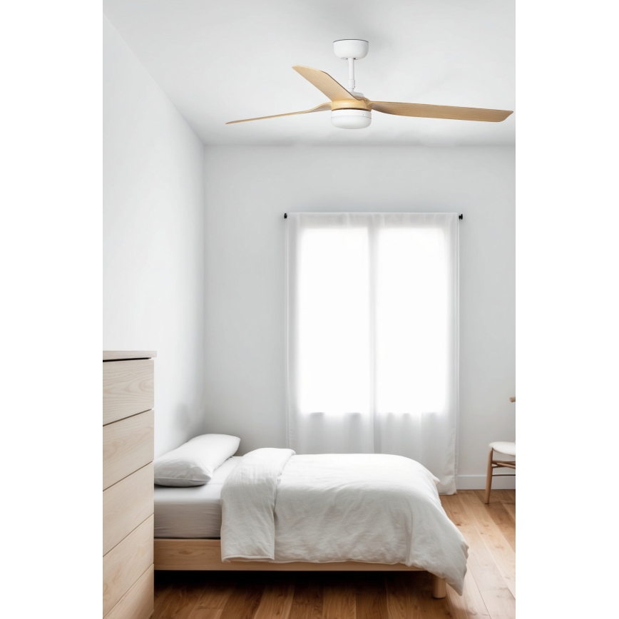 FARO 33816WT-20 - Ventilator de tavan LED dimabil PUNT M LED/18W/230V maro/alb Ø 132 cm Wi-Fi Tuya + telecomandă