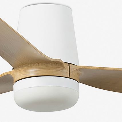 FARO 33829-1TW - Ventilator de tavan LED dimabil PUNT TUB M LED/18W/230V 2700/3000/4000K Ø 130 cm alb/maro+ telecomandă