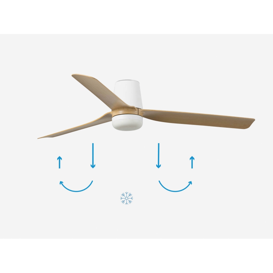 FARO 33829-1TW - Ventilator de tavan LED dimabil PUNT TUB M LED/18W/230V 2700/3000/4000K Ø 130 cm alb/maro+ telecomandă