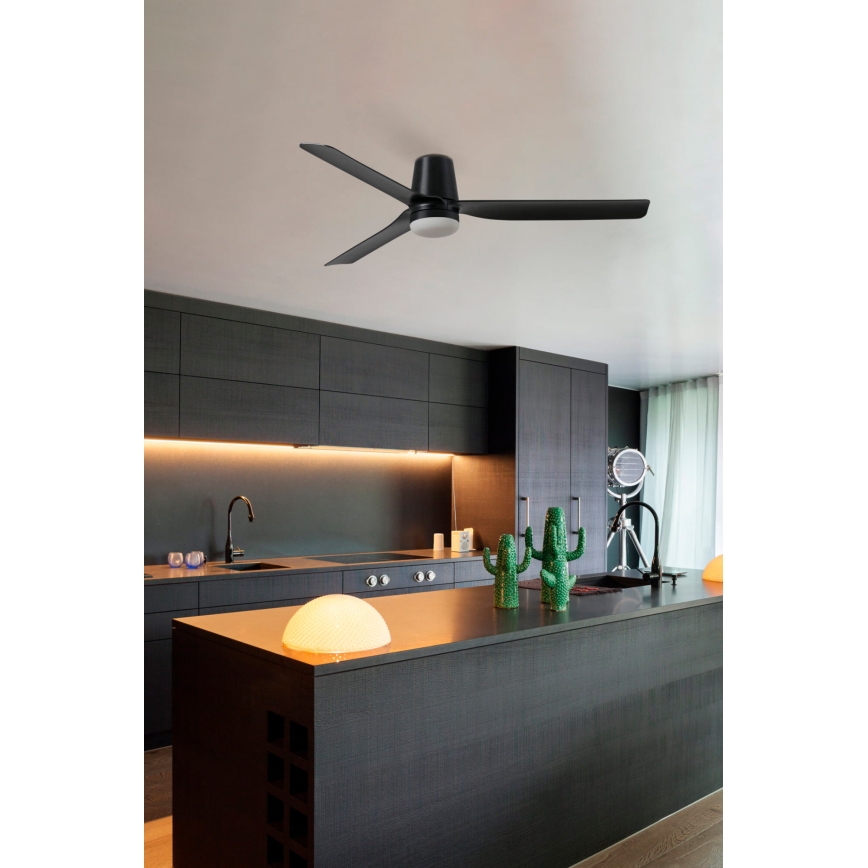 FARO 33829-1TW - Ventilator de tavan LED dimabil PUNT TUB M LED/18W/230V 2700/3000/4000K Ø 130 cm alb/maro+ telecomandă