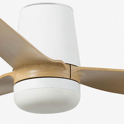 FARO 33829WT1S - Ventilator de tavan LED dimabil PUNT TUB M LED/18W/230V 2700/3000/4000K diam. 132 cm bej/alb Wi‑Fi Tuya + telecomandă