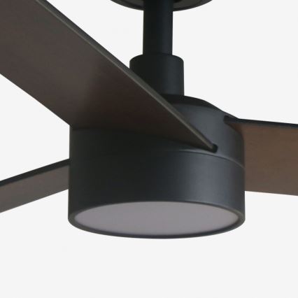 FARO 34298WT1S - Ventilator de tavan LED dimabil RUDDER L LED/18W/230V 2700/3000/4000K Ø 132 cm maro/negru Wi‑Fi Tuya + telecomandă