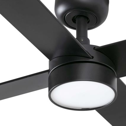 FARO 34356WT1S - Ventilator de tavan LED dimabil RUDDER L LED/18W/230V 2700/3000/4000K, diametru 132 cm, maro/negru, Wi-Fi Tuya + telecomandă