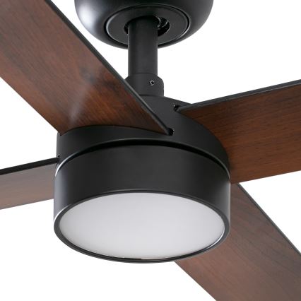 FARO 34356WT1S - Ventilator de tavan LED dimabil RUDDER L LED/18W/230V 2700/3000/4000K, diametru 132 cm, maro/negru, Wi-Fi Tuya + telecomandă