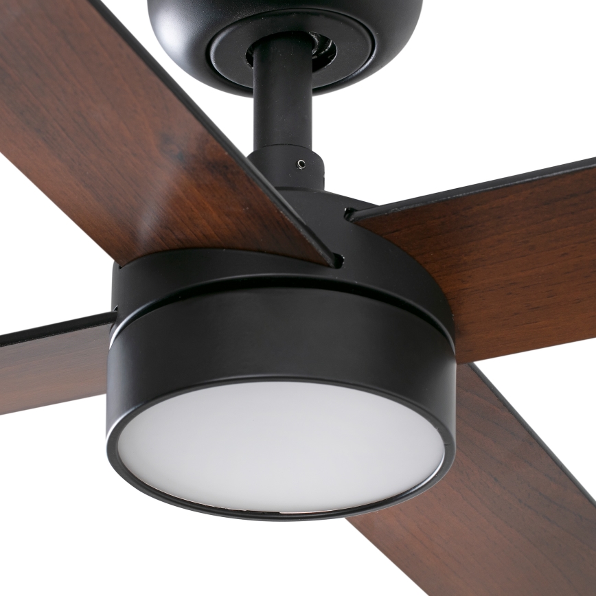 FARO 34356WT1S - Ventilator de tavan LED dimabil RUDDER L LED/18W/230V 2700/3000/4000K, diametru 132 cm, maro/negru, Wi-Fi Tuya + telecomandă