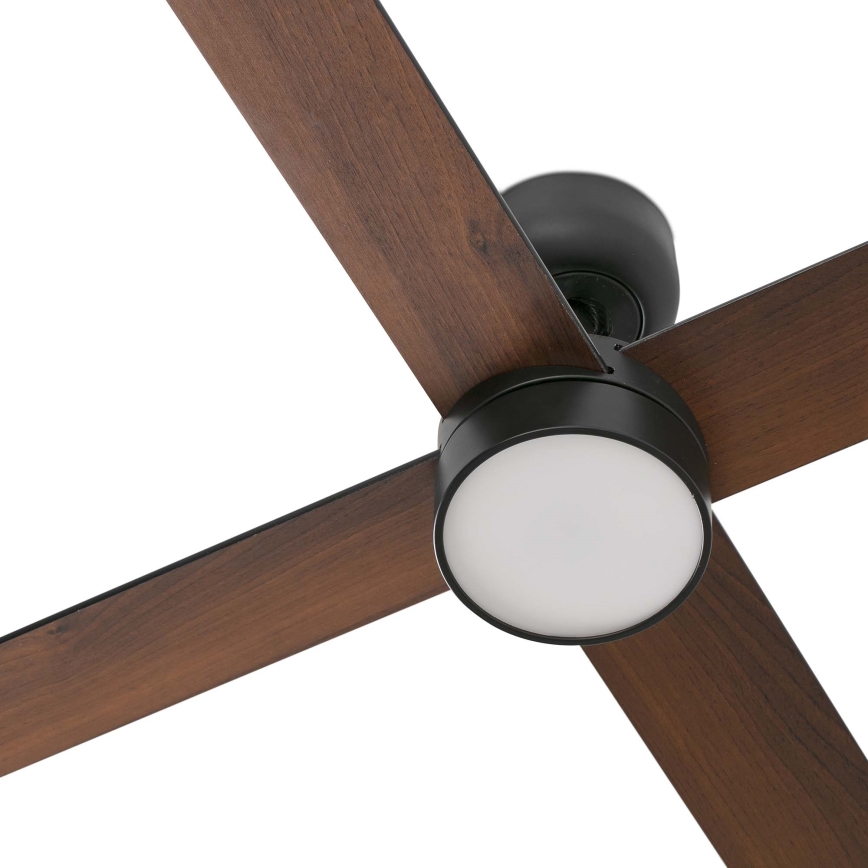FARO 34356WT1S - Ventilator de tavan LED dimabil RUDDER L LED/18W/230V 2700/3000/4000K, diametru 132 cm, maro/negru, Wi-Fi Tuya + telecomandă
