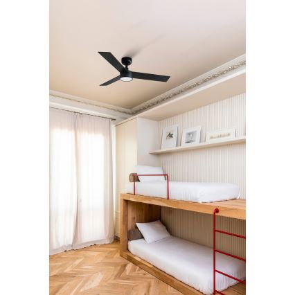 FARO 34296-1TW - Ventilator de tavan RUDDER S cu LED dimabil/18W/230V 2700/3000/4000K Ø 106 cm negru + telecomandă