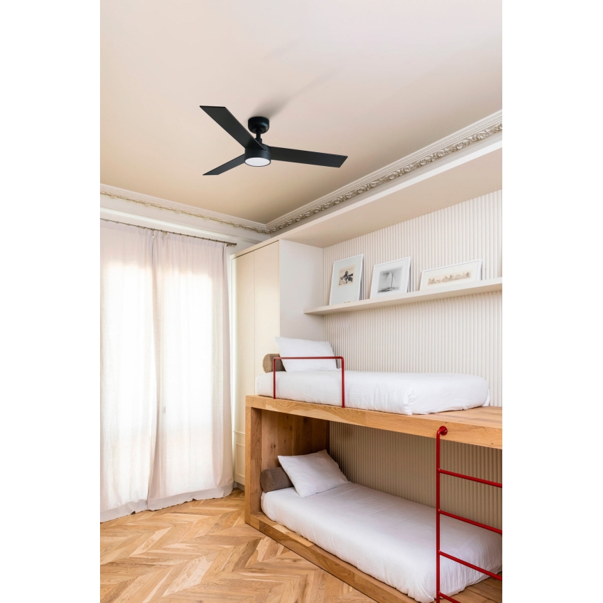 FARO 34296-1TW - Ventilator de tavan RUDDER S cu LED dimabil/18W/230V 2700/3000/4000K Ø 106 cm negru + telecomandă
