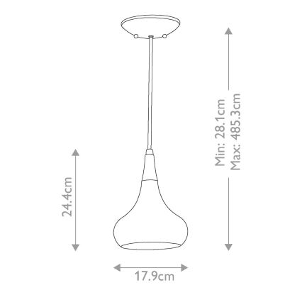 Pendul pe cablu Feiss BESO, 1xE27/60W/230V, Ø 17,9 cm, negru/cupru