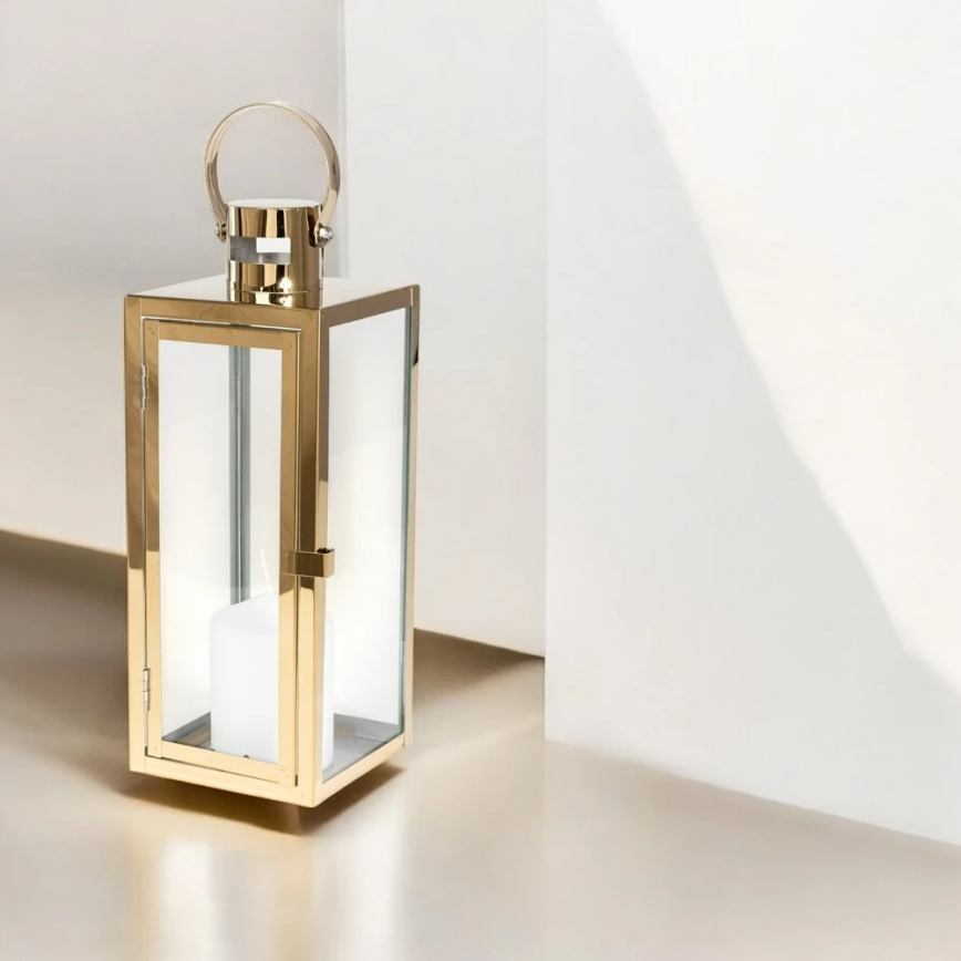 Felinar decorativ auriu, 38 cm