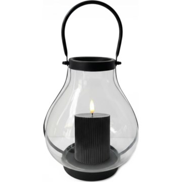 Felinar decorativ GLASSY, 25 cm, negru