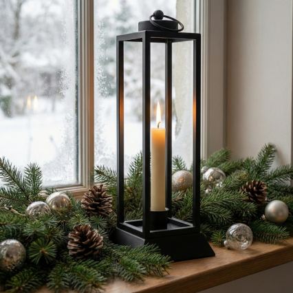 Felinar decorativ HALL, 39,5 cm, negru