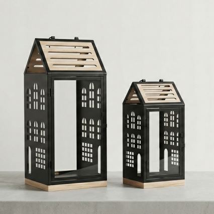 Felinar decorativ HOME, 47,5 cm, negru/bej