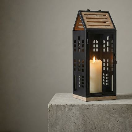 Felinar decorativ HOME, 47,5 cm, negru/bej