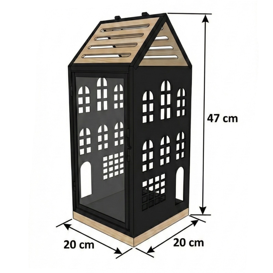 Felinar decorativ HOME, 47,5 cm, negru/bej