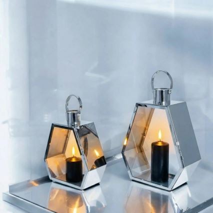 Felinar decorativ PALACE, 34 cm, crom lucios