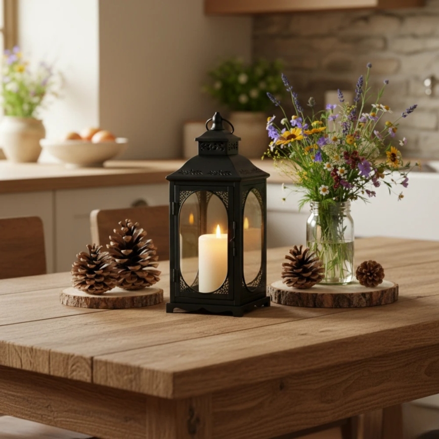 Felinar decorativ ROSEHILL, 27,5 cm, negru