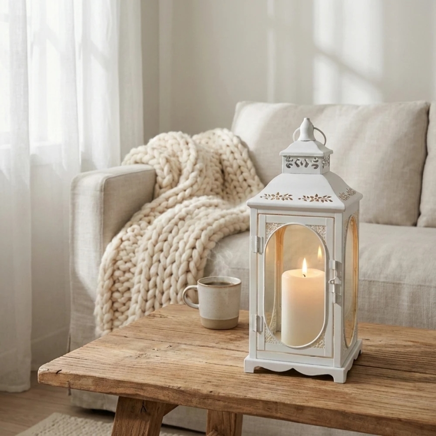Felinar decorativ ROSEHILL, 40 cm, alb