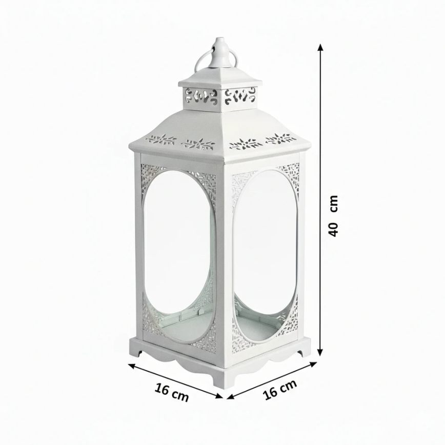 Felinar decorativ ROSEHILL, 40 cm, alb